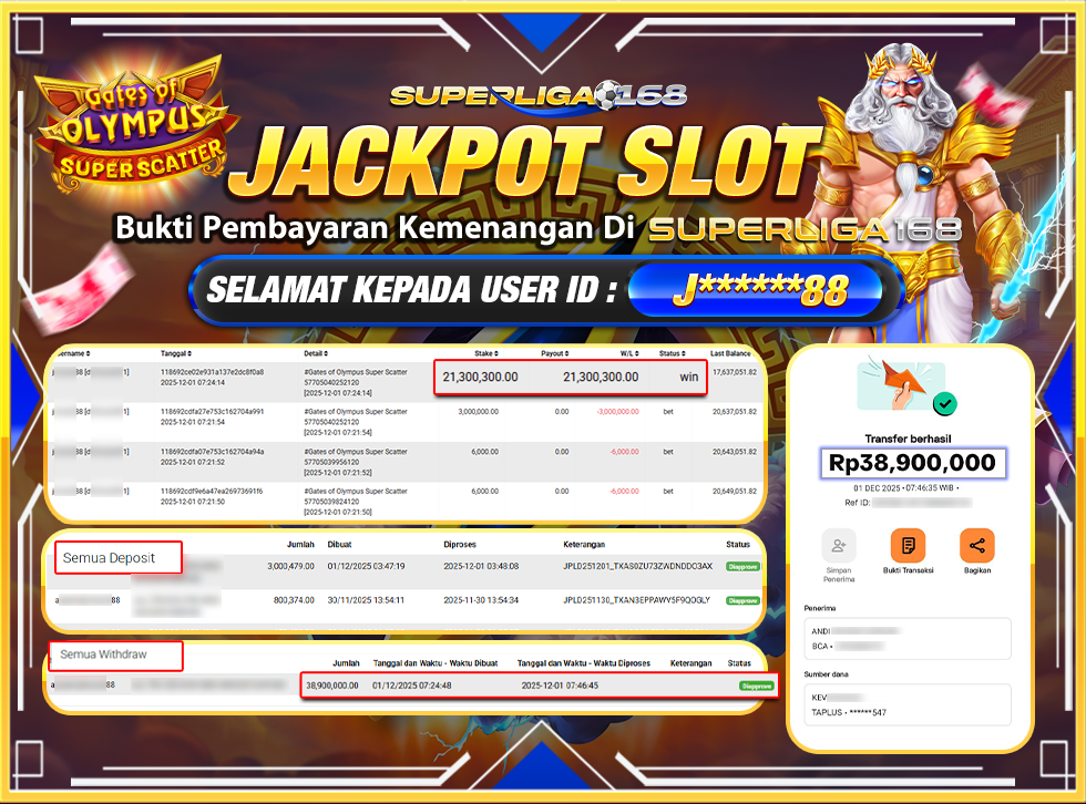 SUPERLIGA168 JACKPOT GATES OF OLYMPUS SUPER SCATTER Rp.39,900,000,LUNAS